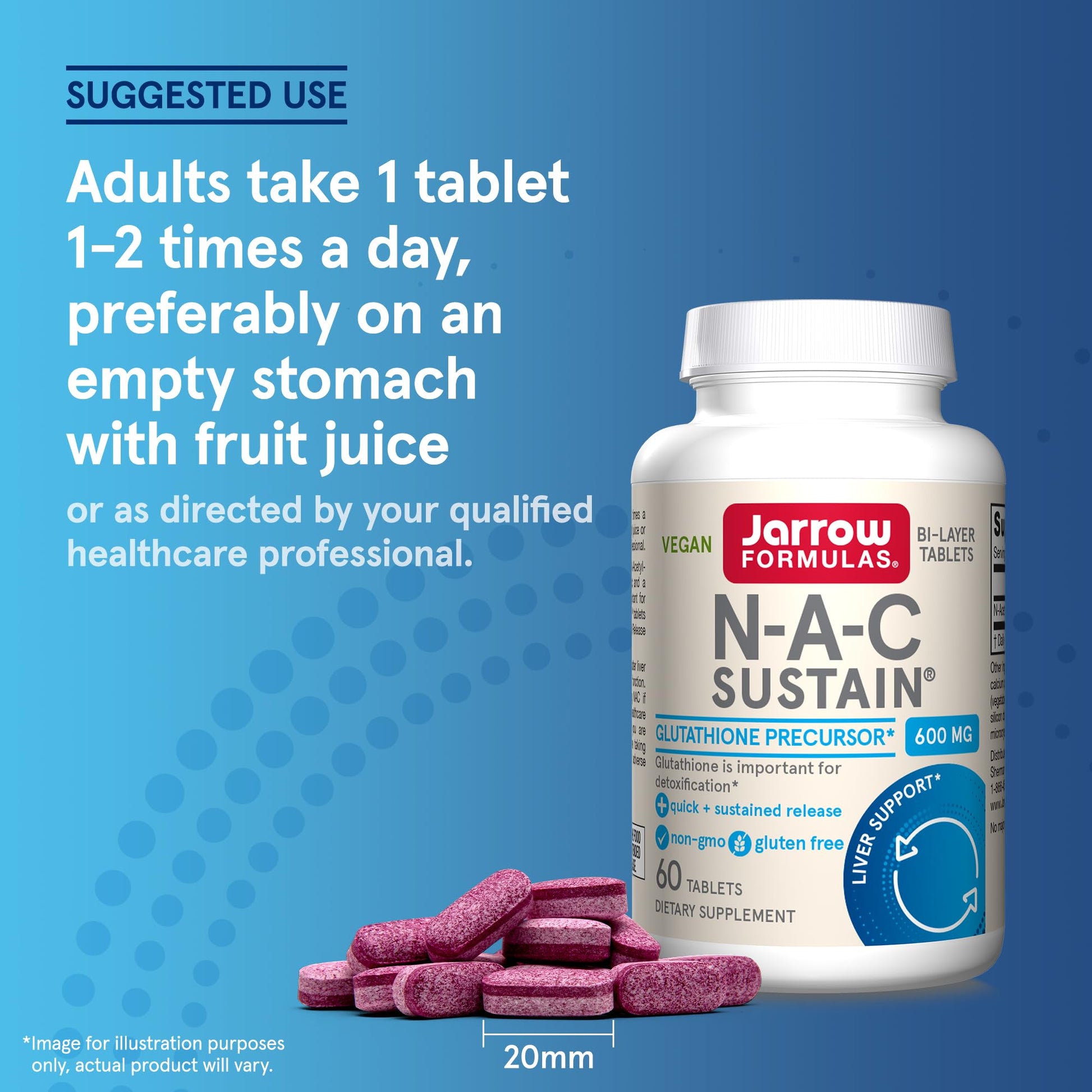 Jarrow Formulas N-A-C Sustain 600 mg, Dietary Supplement, NAC 600 mg, an Antioxidant Amino Acid Support - Maple Wellness Supplements