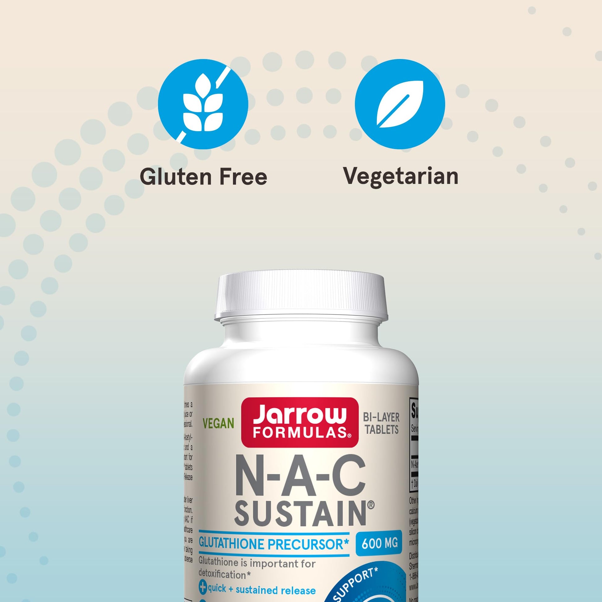 Jarrow Formulas N-A-C Sustain 600 mg, Dietary Supplement, NAC 600 mg, an Antioxidant Amino Acid Support - Maple Wellness Supplements