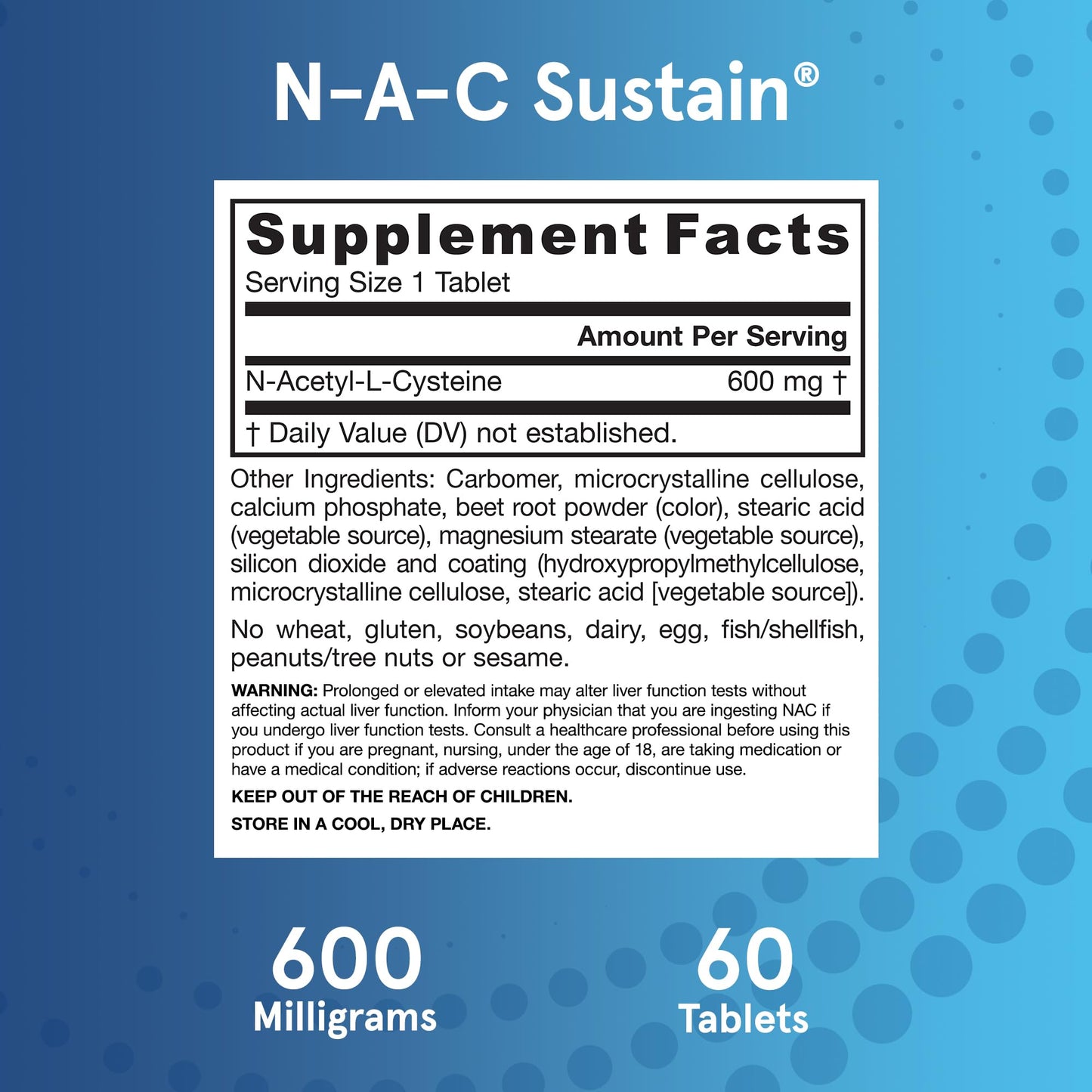 Jarrow Formulas N-A-C Sustain 600 mg, Dietary Supplement, NAC 600 mg, an Antioxidant Amino Acid Support - Maple Wellness Supplements