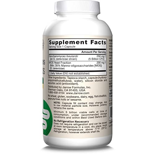Jarrow Formulas Saccharomyces Boulardii + MOS Probiotics for Digestive Health and Intestinal Tract Support - 5 Billion CFU Per Serving - 90 Delayed Release Caps - Maple Wellness Supplements