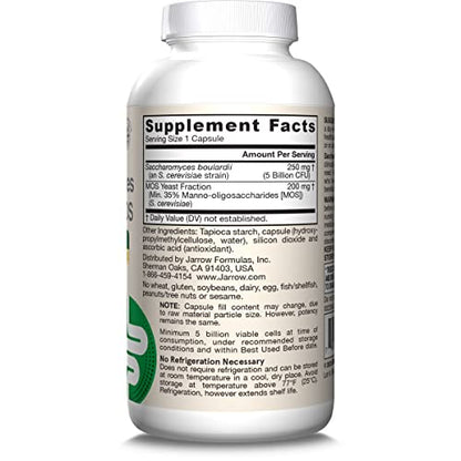 Jarrow Formulas Saccharomyces Boulardii + MOS Probiotics for Digestive Health and Intestinal Tract Support - 5 Billion CFU Per Serving - 90 Delayed Release Caps - Maple Wellness Supplements