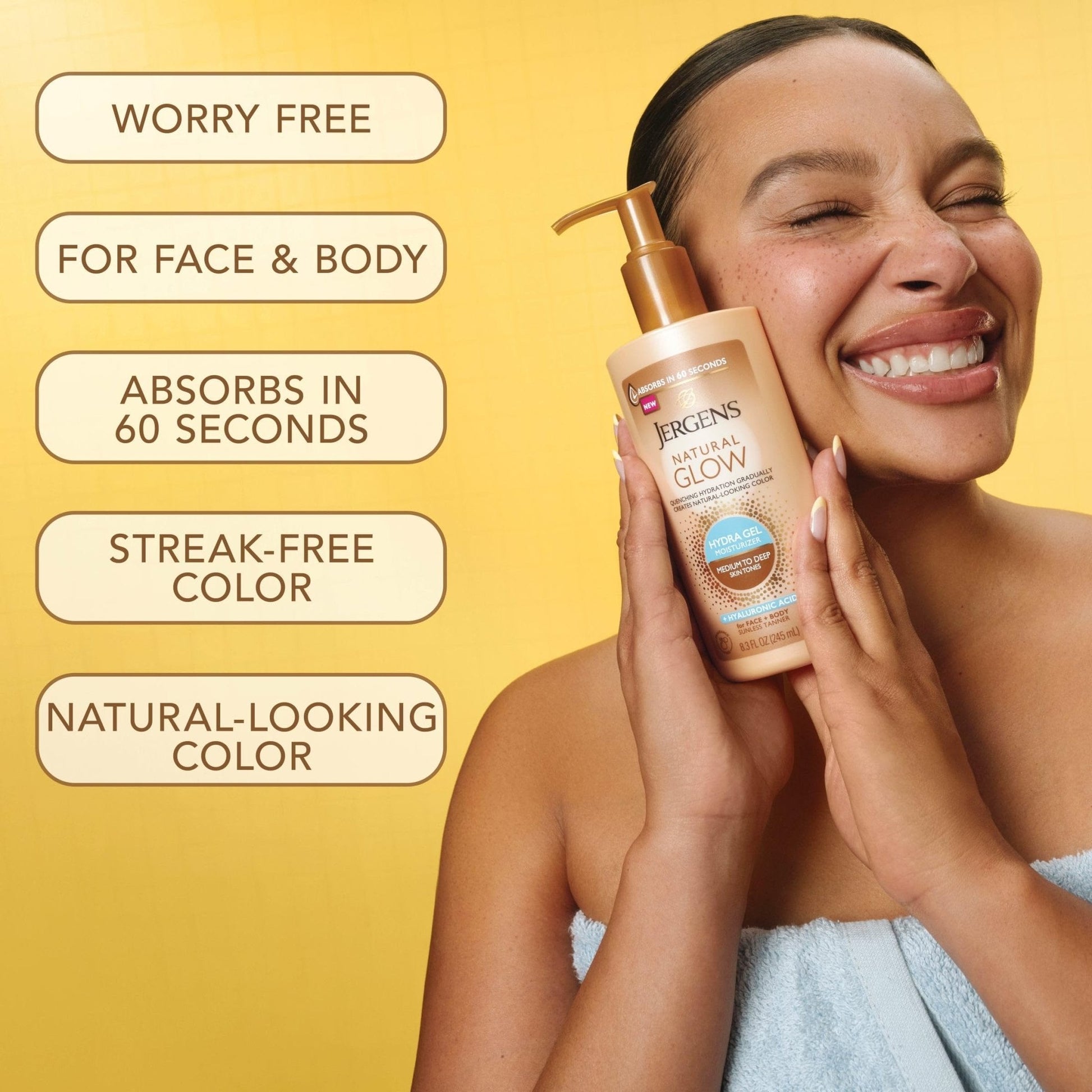 Jergens Natural Glow Hydra Gel Moisturizer, Hyaluronic Acid Tanning Lotion, Hydrating Tanning Gel, Fragrance-Free Self Tanner - Maple Wellness Supplements