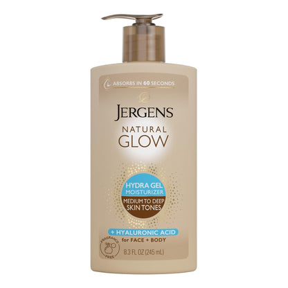 Jergens Natural Glow Hydra Gel Moisturizer, Hyaluronic Acid Tanning Lotion, Hydrating Tanning Gel, Fragrance-Free Self Tanner - Maple Wellness Supplements