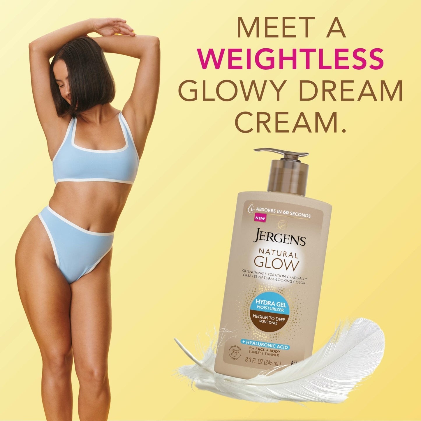 Jergens Natural Glow Hydra Gel Moisturizer, Hyaluronic Acid Tanning Lotion, Hydrating Tanning Gel, Fragrance-Free Self Tanner - Maple Wellness Supplements