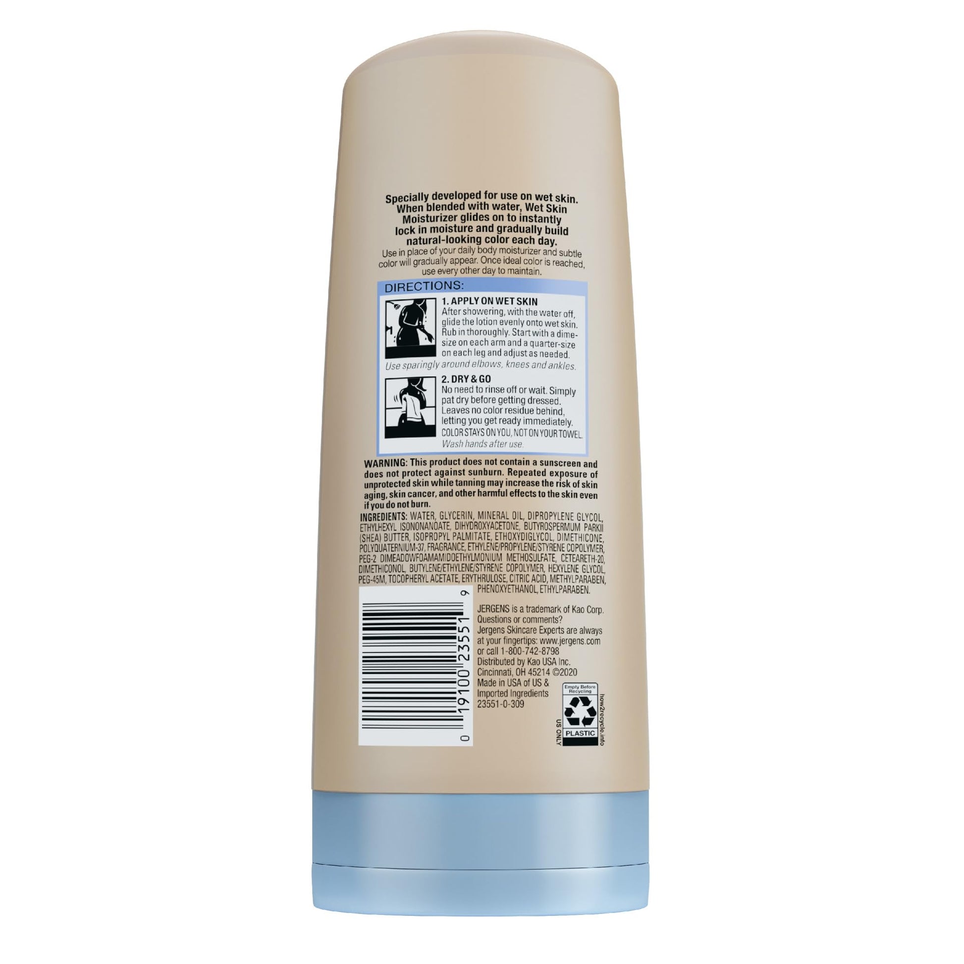 Jergens Natural Glow In Shower Lotion, Self Tanner for Medium to Deep Skin Tone, Sunless Tanning Wet Skin Lotion for Gradual - Maple Wellness Supplements