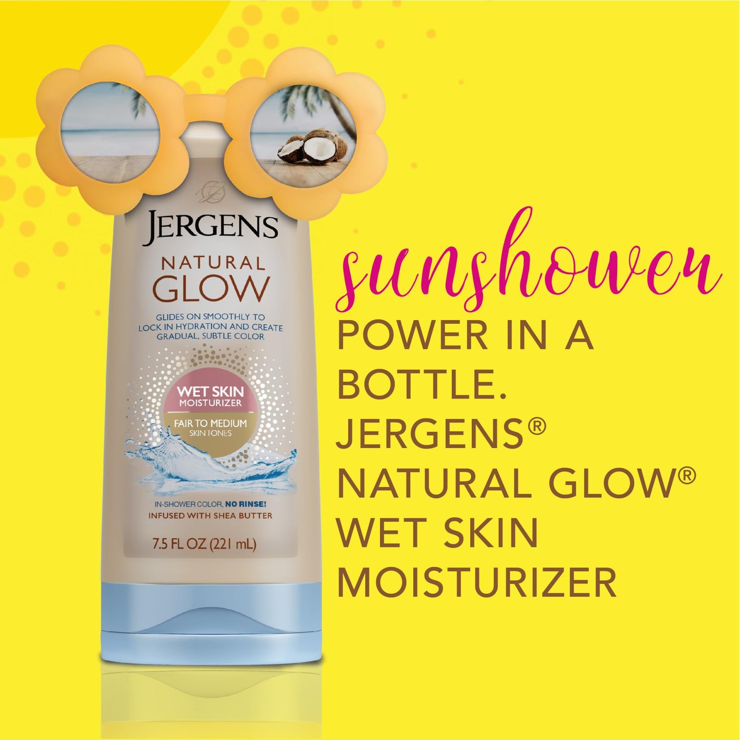 Jergens Natural Glow In Shower Lotion, Self Tanner for Medium to Deep Skin Tone, Sunless Tanning Wet Skin Lotion for Gradual - Maple Wellness Supplements