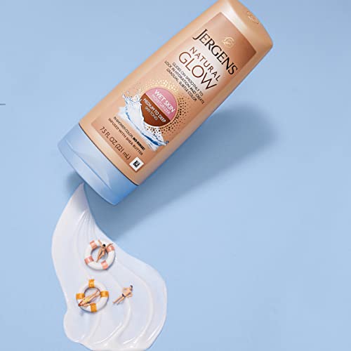 Jergens Natural Glow In Shower Lotion, Self Tanner for Medium to Deep Skin Tone, Sunless Tanning Wet Skin Lotion for Gradual - Maple Wellness Supplements