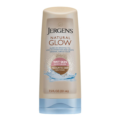 Jergens Natural Glow In Shower Lotion, Self Tanner for Medium to Deep Skin Tone, Sunless Tanning Wet Skin Lotion for Gradual - Maple Wellness Supplements