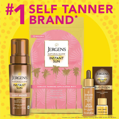 Jergens Natural Glow Instant Sun Drops, Sunless Tanning for Face and Body, Instant Sun Bronzing Drops, Oil Free, 1 Fl Oz - Maple Wellness Supplements