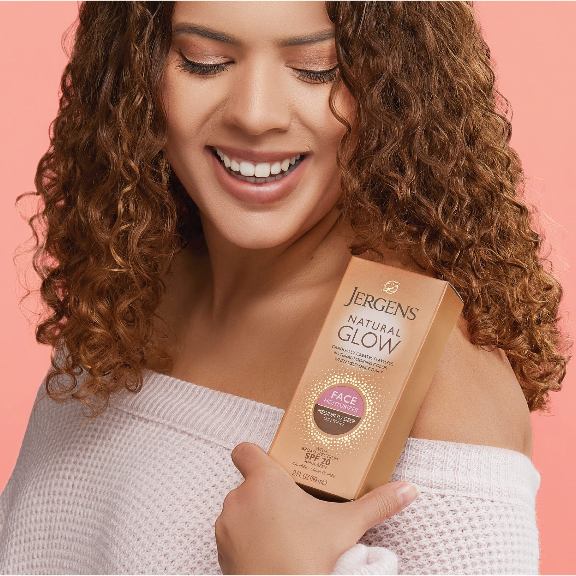 Jergens Natural Glow Self Tanner Face Moisturizer with SPF 20 Facial Sunscreen, Medium to Deep Skin Tone, Sunless Tanning, Oil Free - Maple Wellness Supplements
