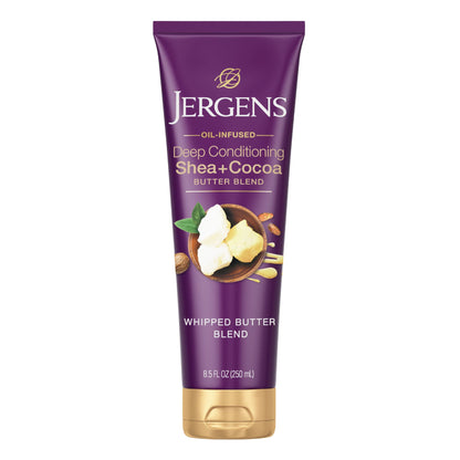 Jergens Shea and Cocoa Whipped Body Butter Lotion, Tone Enriching Hand And Body Lotion for Dry Skin, with Vitamins B3 & E, 8.5 Oz - Maple Wellness Supplements