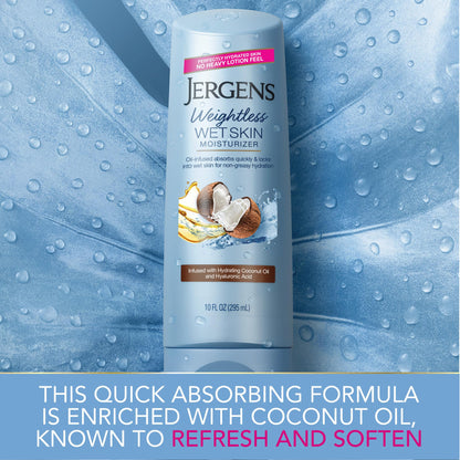 Jergens Wet Skin Body Lotion with Coconut Oil, In Shower Lotion for Dry Skin, Fast-Absorbing, Non-Sticky, Dermatologist Tested, 10 Ounce - Maple Wellness Supplements