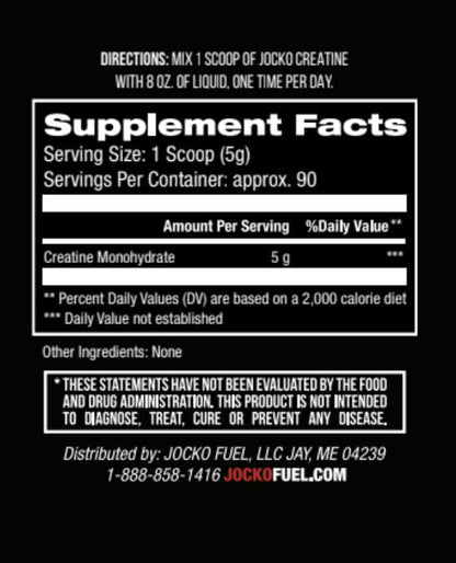 Jocko Fuel Creatine Monohydrate Powder - Creatine for Men & Women, Supplement for Athletic Performance & Muscle Health, 90 Servings 16 oz (Unflavored) (16 OZ JAR) - Maple Wellness Supplements