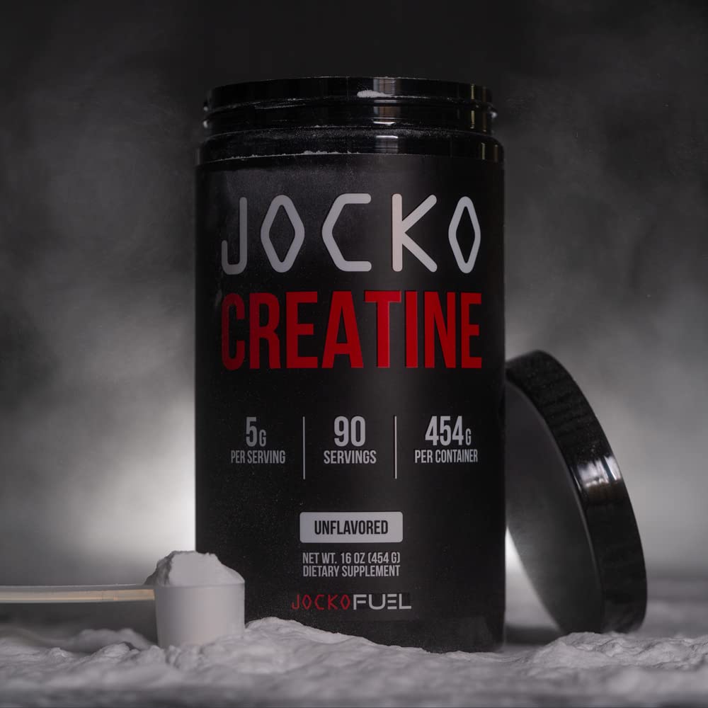 Jocko Fuel Creatine Monohydrate Powder - Creatine for Men & Women, Supplement for Athletic Performance & Muscle Health, 90 Servings 16 oz (Unflavored) (16 OZ JAR) - Maple Wellness Supplements