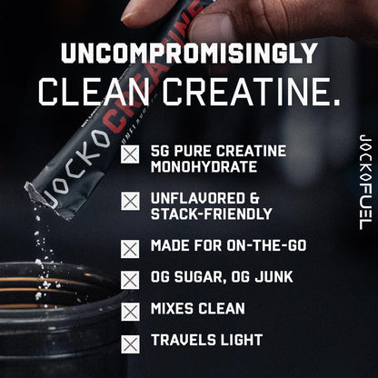 Jocko Fuel Creatine Monohydrate Stick Packs - Pure Micronized Travel Size Powders for Men & Women, Supports Muscle Growth, Strength, Recovery & Cognition, - Maple Wellness Supplements