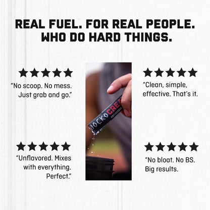 Jocko Fuel Creatine Monohydrate Stick Packs - Pure Micronized Travel Size Powders for Men & Women, Supports Muscle Growth, Strength, Recovery & Cognition, - Maple Wellness Supplements