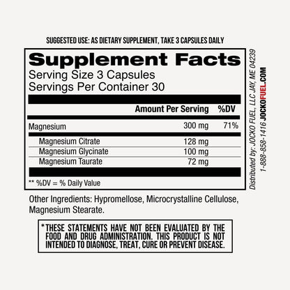 Jocko Fuel Magnesium Complex Supplement - Magnesium Glycinate, Citrate, & Taurate Capsules Dietary Supplement for Muscle Recovery & Relaxation, Heart, Nerve, Bone Support, & Sleep 30-Day Supply - Maple Wellness Supplements