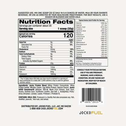 Jocko Fuel Whey Protein Powder, Vanilla Milkshake, 22g Protein, Digestive Enzymes + Probiotic Blend, No Sugar Added, with Essential Amino Acids + Electrolyte Minerals, 28 Servings - Maple Wellness Supplements