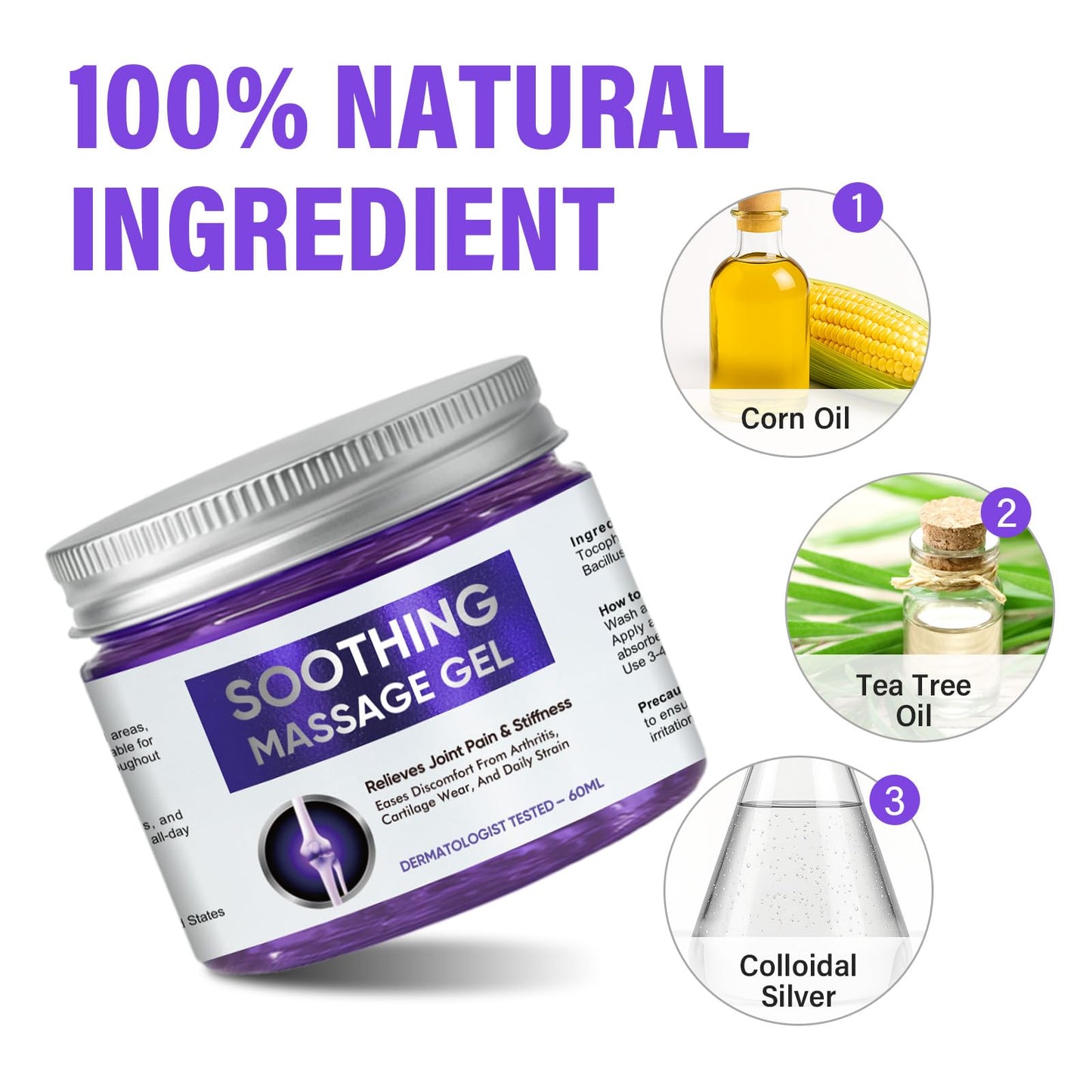 Joint Purple Gel, Fast-Absorbing Soothing Relief Massage Gel with Natural Extracts, Support Muscle, Joint, Shoulder, Knee, Back, Lumbar & Muscle Stiffness - Maple Wellness Supplements
