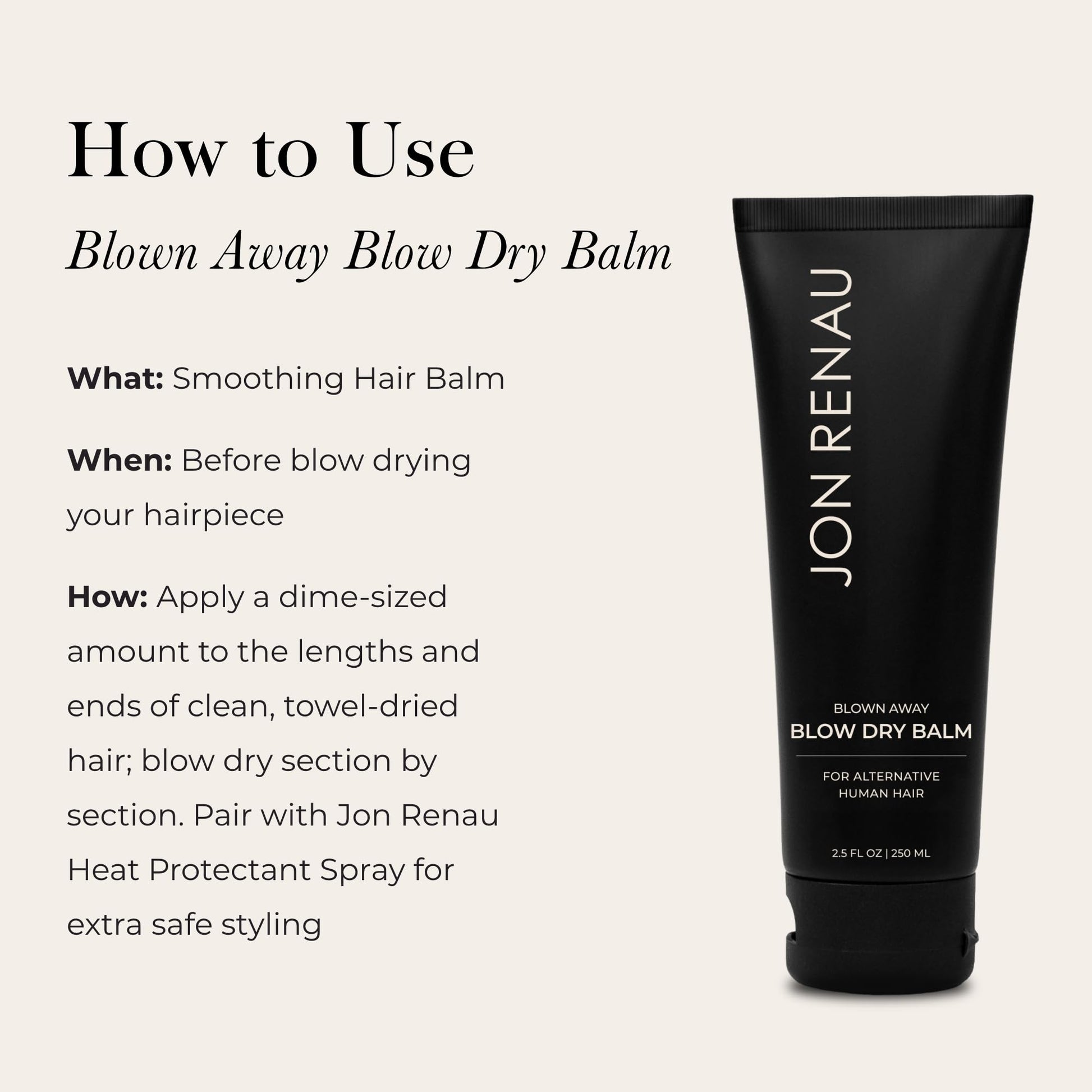 Jon Renau Blown Away Blow Dry Balm for Human Hair Wigs, Shine Enhancing Styling Balm with UV and Color Protection, Lightweight Blow Dry Balm for Human Hair Toppers and Extensions, 2.5 Oz - Maple Wellness Supplements