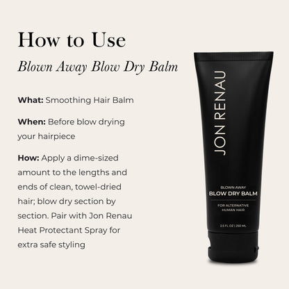 Jon Renau Blown Away Blow Dry Balm for Human Hair Wigs, Shine Enhancing Styling Balm with UV and Color Protection, Lightweight Blow Dry Balm for Human Hair Toppers and Extensions, 2.5 Oz - Maple Wellness Supplements