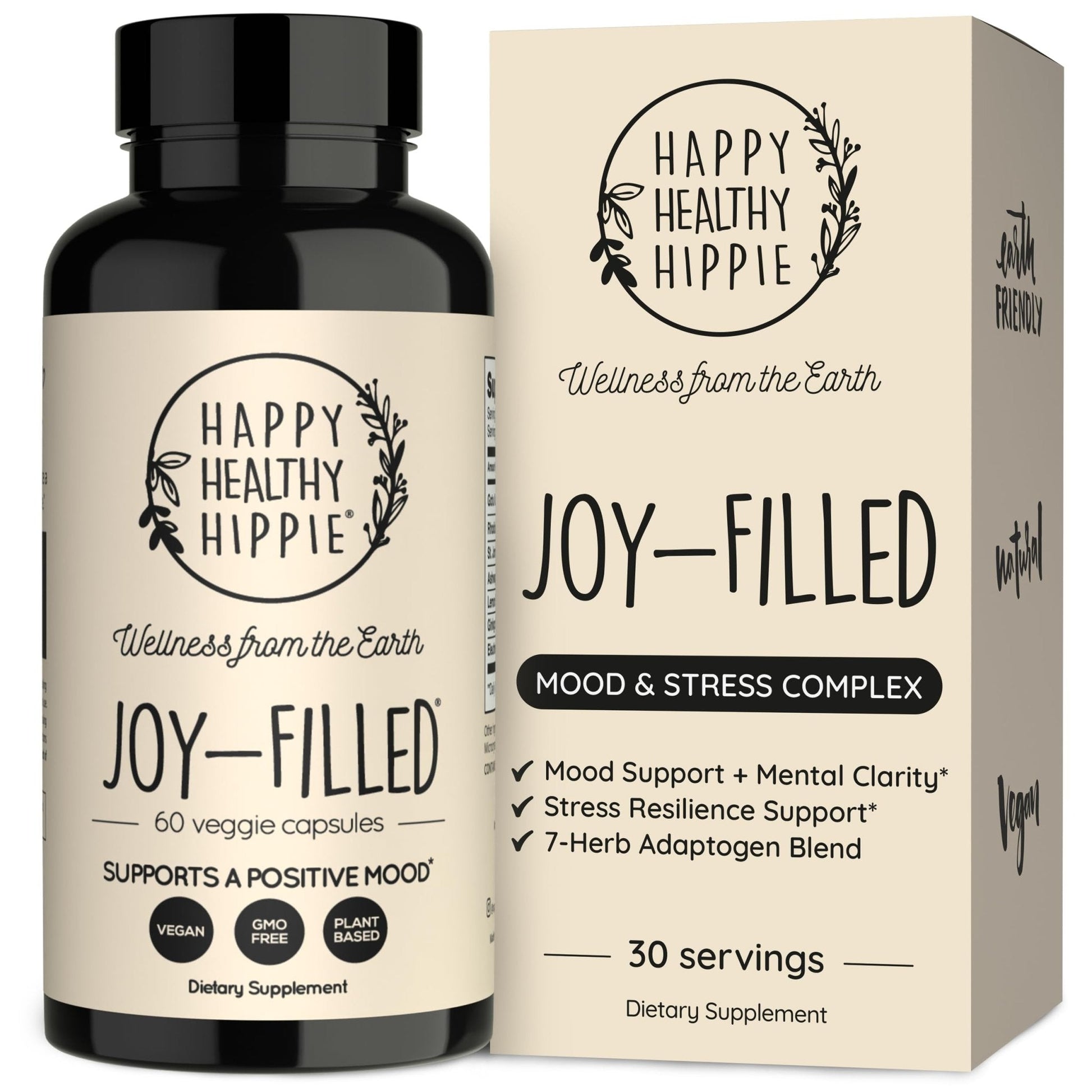 Joy-Filled Mood Support Supplement - 7 Herb Complex + St. Johns Wort | Stress Relief – Helps Calm The Mind & Body | 100% Plant-Based Happy Pills - Maple Wellness Supplements