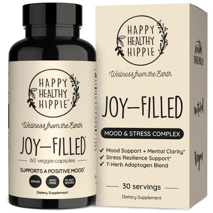 Joy-Filled Mood Support Supplement - 7 Herb Complex + St. Johns Wort | Stress Relief – Helps Calm The Mind & Body | 100% Plant-Based Happy Pills - Maple Wellness Supplements