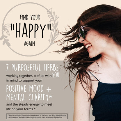 Joy-Filled Mood Support Supplement - 7 Herb Complex + St. Johns Wort | Stress Relief – Helps Calm The Mind & Body | 100% Plant-Based Happy Pills - Maple Wellness Supplements