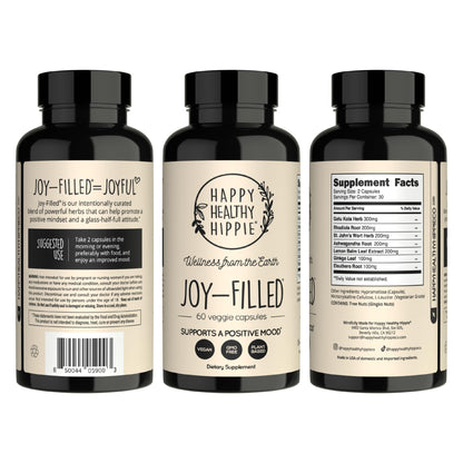 Joy-Filled Mood Support Supplement - 7 Herb Complex + St. Johns Wort | Stress Relief – Helps Calm The Mind & Body | 100% Plant-Based Happy Pills - Maple Wellness Supplements