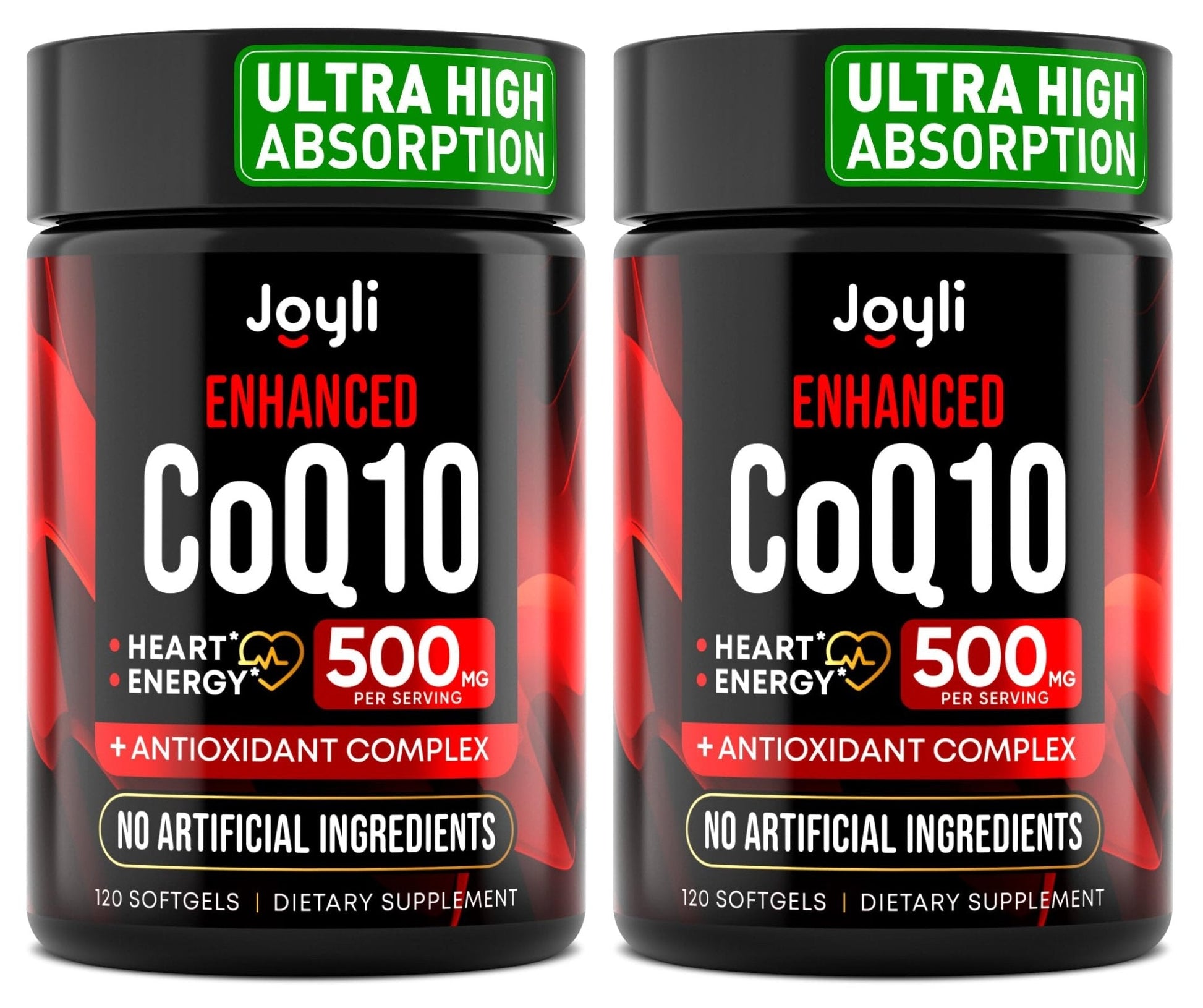 JOYLI Nutrition 2 Pack CoQ10 500mg - High Absorption Coenzyme Q10 Supplement - Co Q 10 for Energy & Vitality - Alternative to CoQ10 400mg & 300mg - 240 Softgels - Maple Wellness Supplements