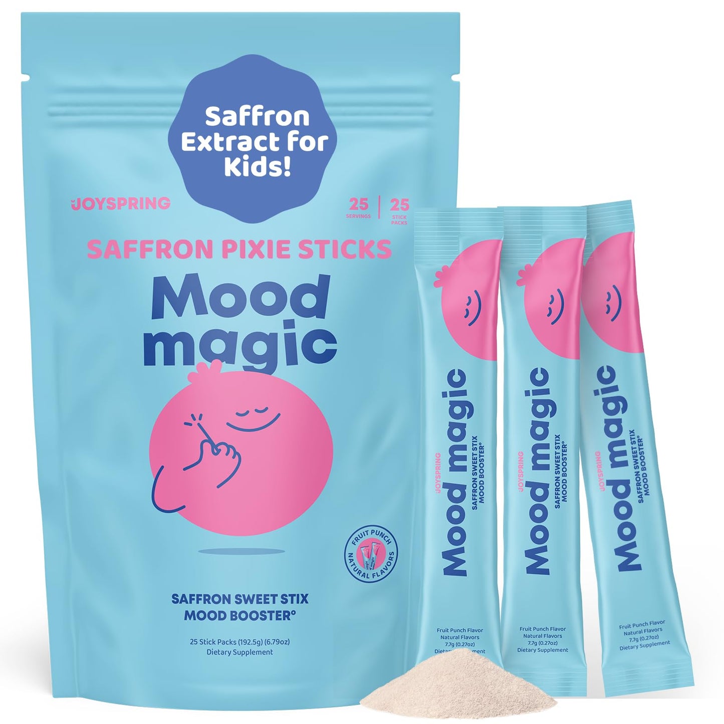 JoySpring Mood Magic for Kids – Natural Mood Support Pixie Sticks Candy with Saffron Extract, Magnesium Citrate & Vitamin D3 - Maple Wellness Supplements