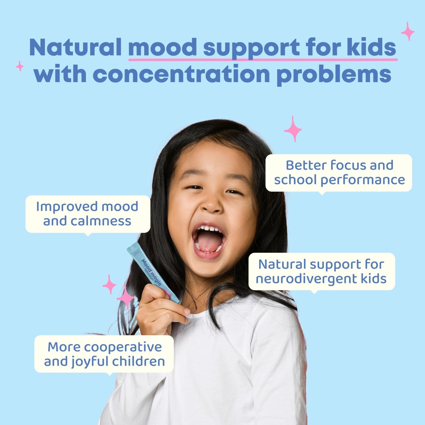 JoySpring Mood Magic for Kids – Natural Mood Support Pixie Sticks Candy with Saffron Extract, Magnesium Citrate & Vitamin D3 - Maple Wellness Supplements