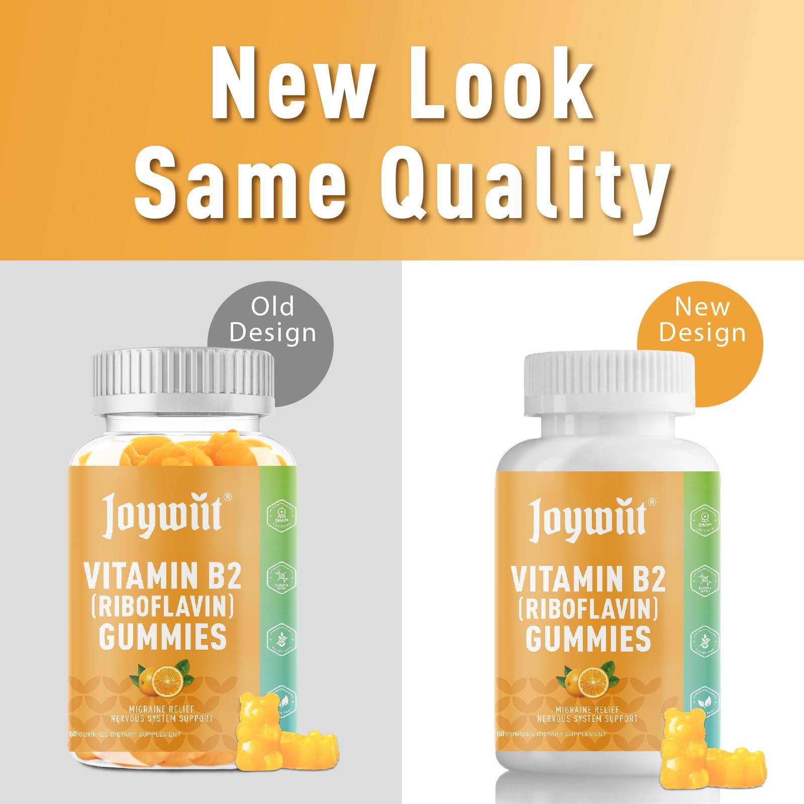 Joywiit Vitamin B2 Gummies | Riboflavin 400mg | B2 Vitamin 400mg Chewable for Adults and Kids, Migraine Relief & Energy and Nervous System Support - Maple Wellness Supplements