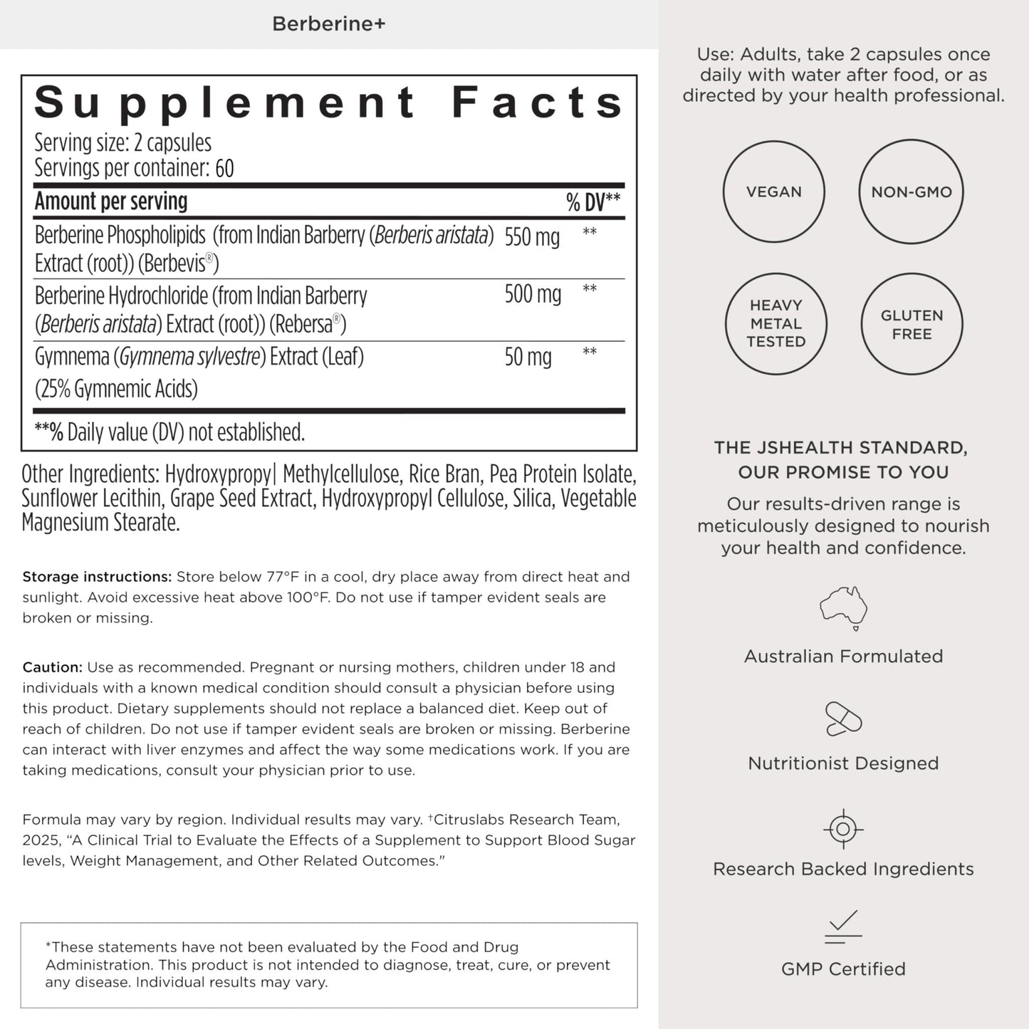 JSHealth Supplement with Berbevis for Metabolic Health Support. Higher Strength for Blood Sugar Already in the Normal Range and Body Composition - Maple Wellness Supplements