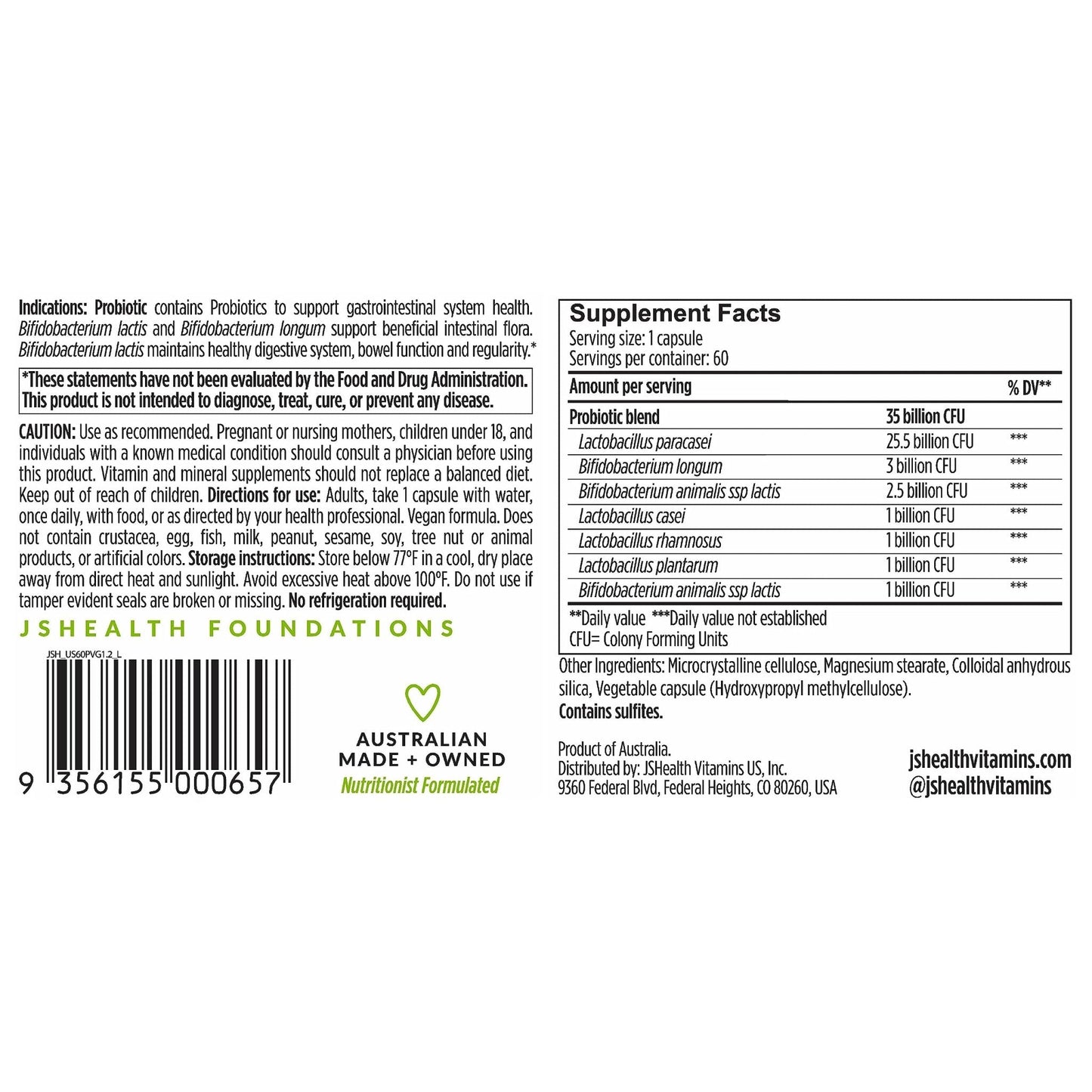JSHealth Vitamins Gut Health and Immunity Formula | Probiotics for Women and Men | Shelf Stable Probiotic Supplement for Digestive Health and Immune Support (60) - Maple Wellness Supplements