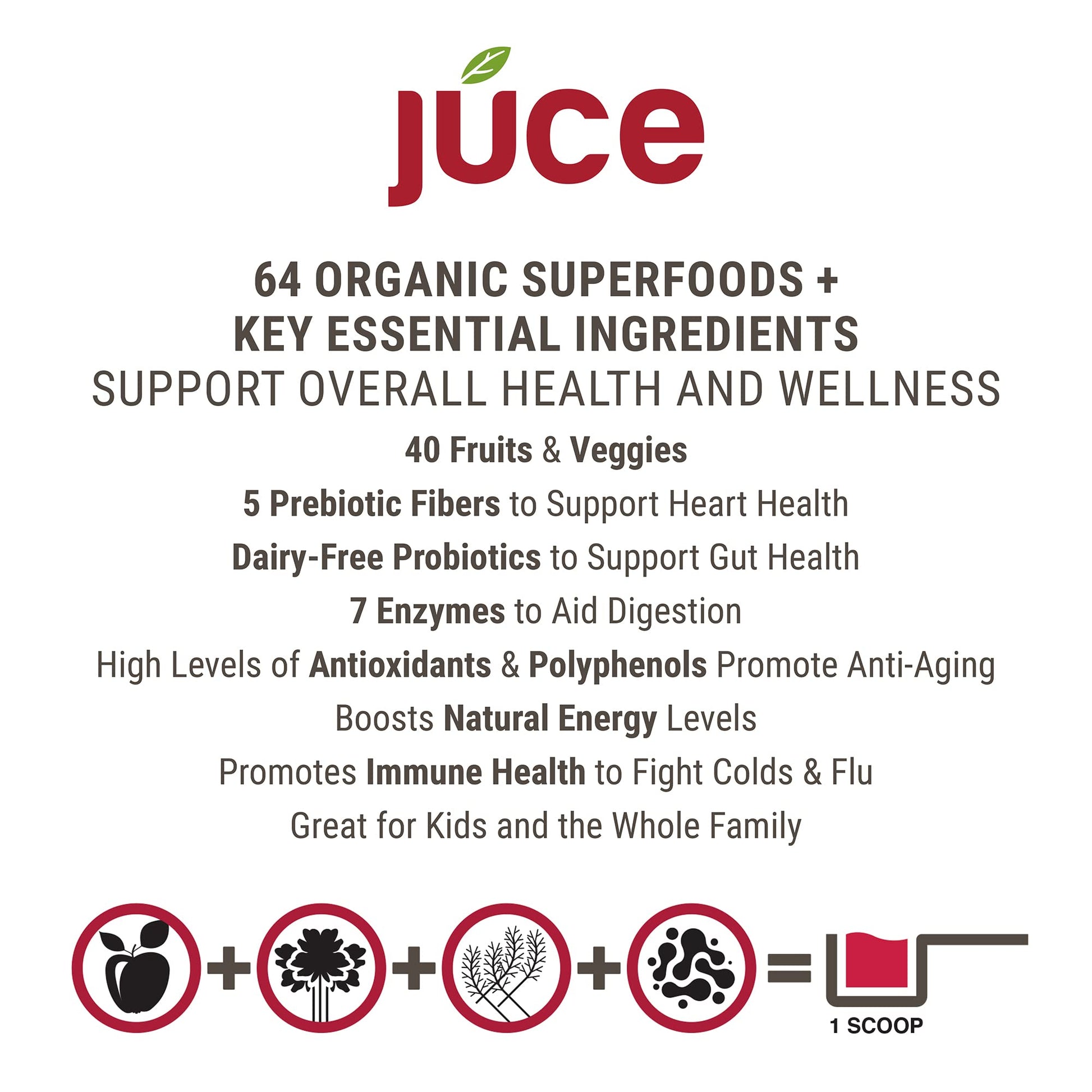 JUCE Reds Organic Superfood Powder - Garden Berry Flavor | Fruit and Veggie Powder - Maple Wellness Supplements