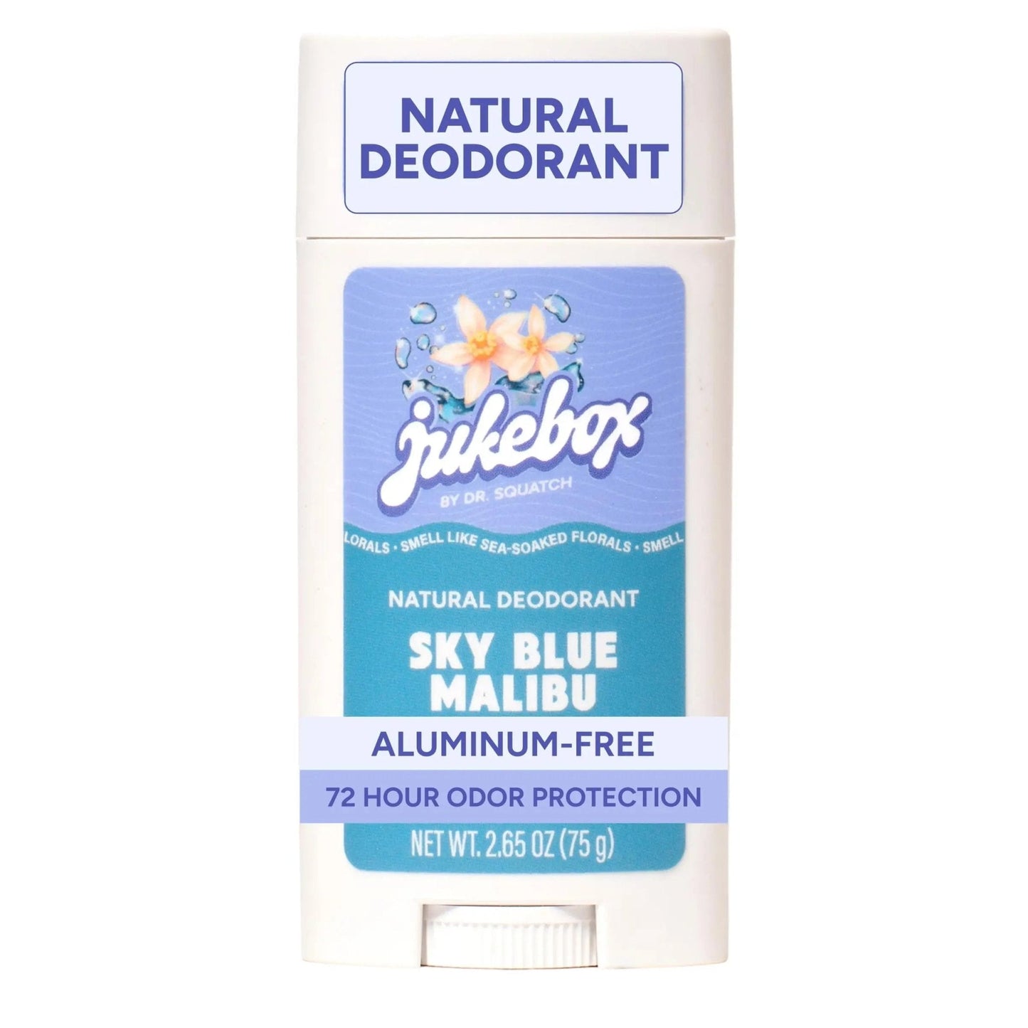 Jukebox Natural Women’s Deodorant – Aluminum Free, 72 Hour Odor Protection – Made with Arrowroot, Charcoal & Postbiotics – Sky Blue Malibu, 2.65 oz - Maple Wellness Supplements