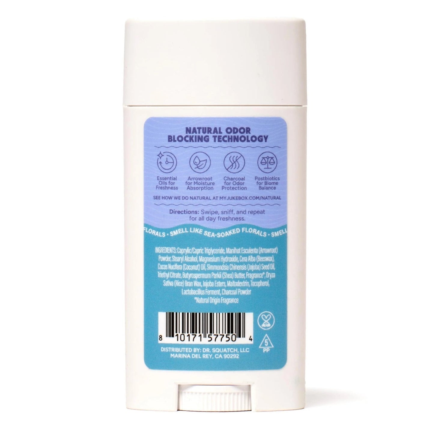Jukebox Natural Women’s Deodorant – Aluminum Free, 72 Hour Odor Protection – Made with Arrowroot, Charcoal & Postbiotics – Sky Blue Malibu, 2.65 oz - Maple Wellness Supplements