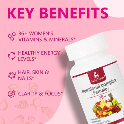 JulyDeer One Daily Tablet Multivitamin for Women - Complete Multimineral with Vitamin A, C, D, E and B-Complex, Zinc & More for Women's Immunity - Maple Wellness Supplements