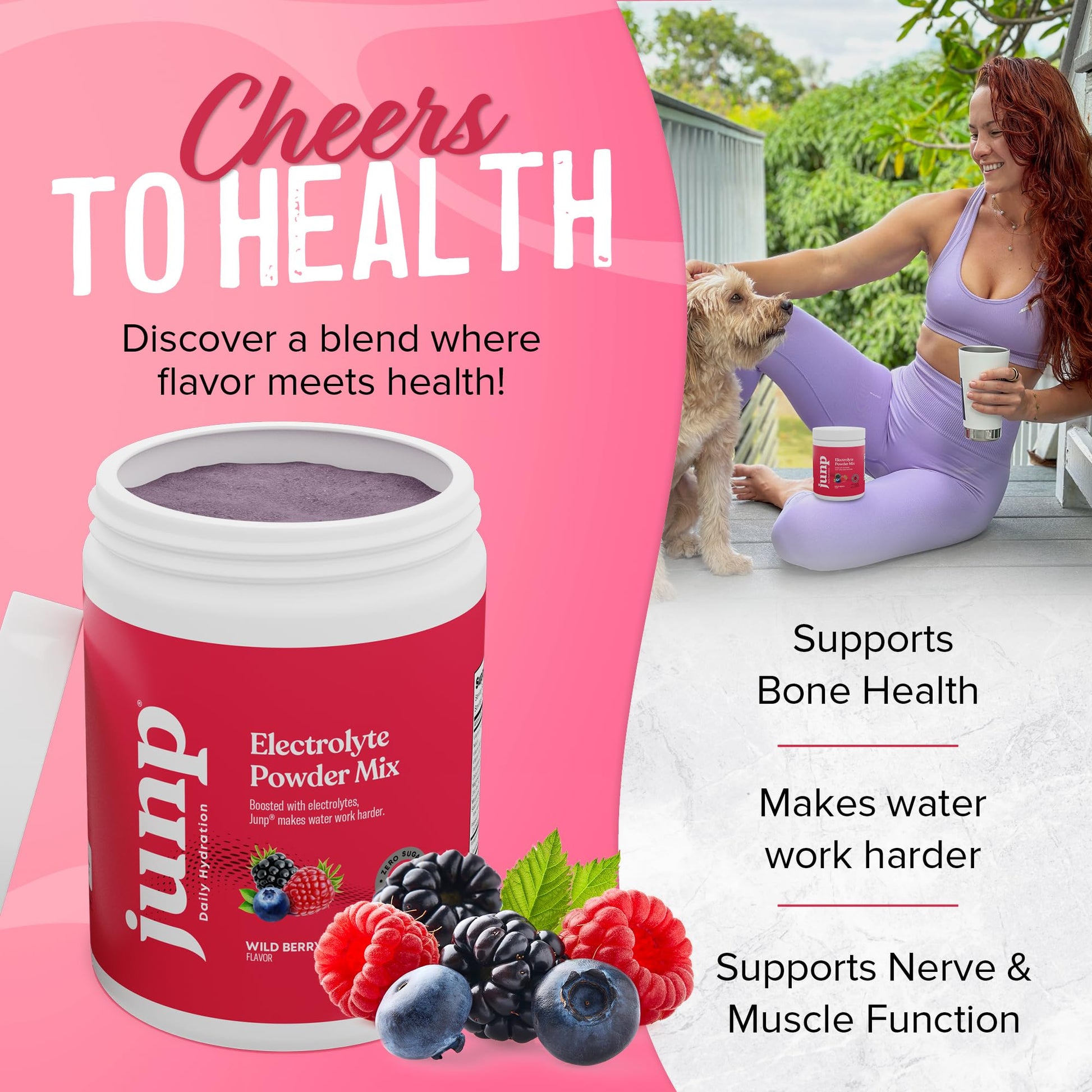 JUNP Electrolytes Powder No Sugar No Carbs, Wild Berry Fruit Flavor Keto Electrolyte Drink Mix - Potassium & Salt Hydration Powder Electrolytes, Zero Calorie Sugar Free Electrolyte Powder, 90 Servings - Maple Wellness Supplements