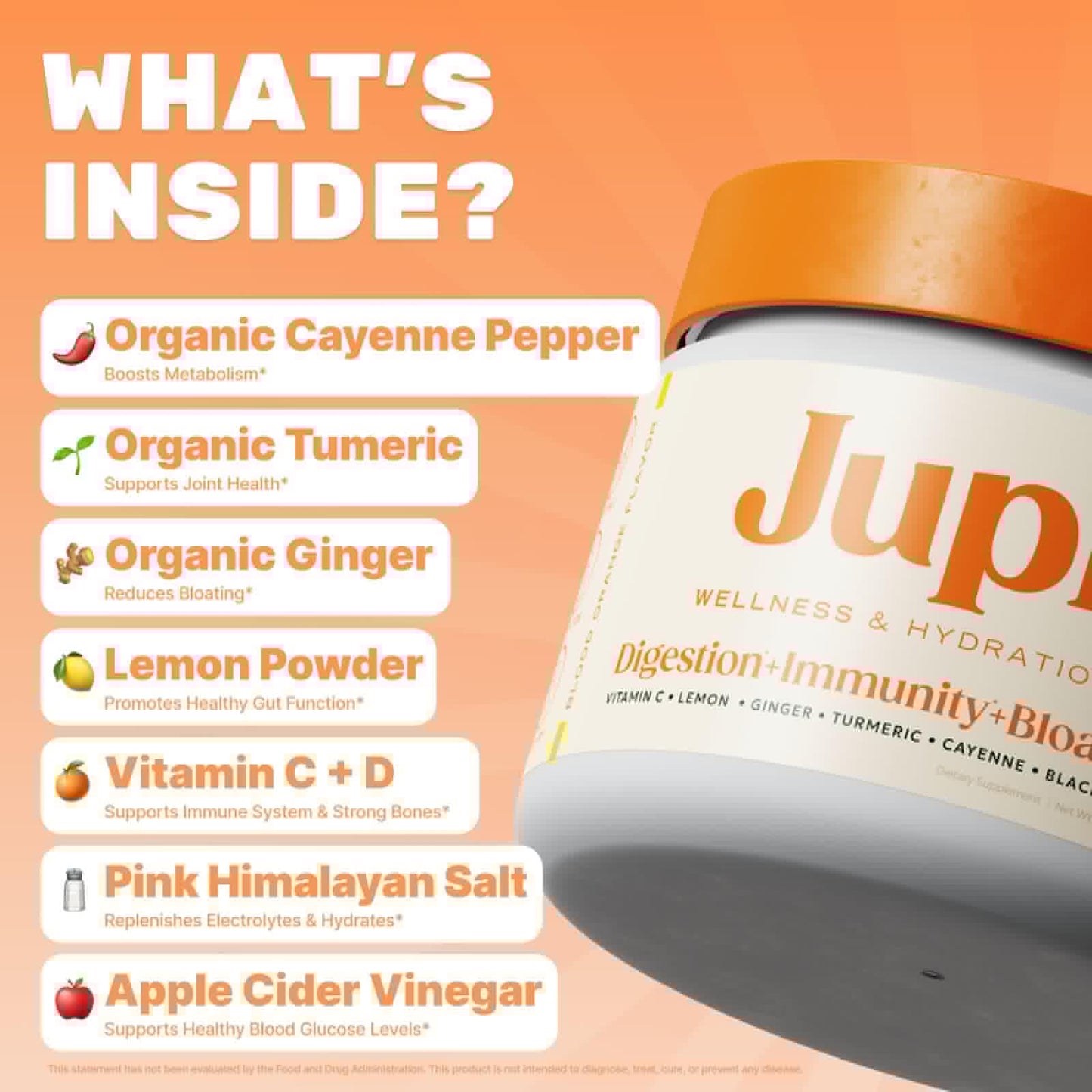 Jupi Hydration & Wellness Powder – Turmeric & Ginger shots, Vitamin C Supplement for Energy, Immune Support & Digestive Health – Vegan, Gluten-Free Drink Mix - Maple Wellness Supplements
