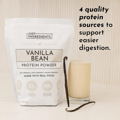 JUST INGREDIENTS Vanilla Protein Powder - Grass-Fed Whey Blend, Organic, Gluten Free, Dairy Free, Soy Free - 15 Servings, 22g Protein - Maple Wellness Supplements