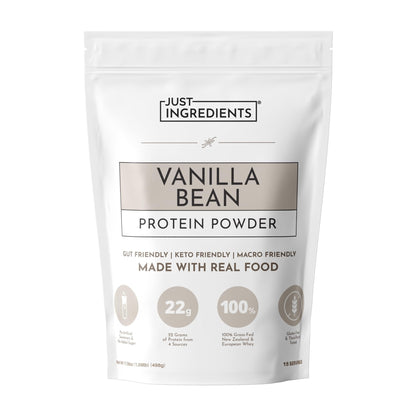 JUST INGREDIENTS Vanilla Protein Powder - Grass-Fed Whey Blend, Organic, Gluten Free, Dairy Free, Soy Free - 15 Servings, 22g Protein - Maple Wellness Supplements