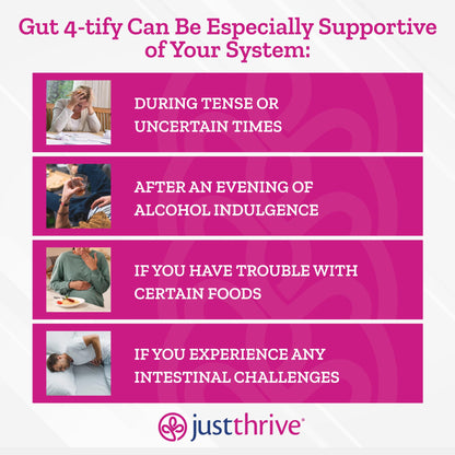 Just Thrive Gut 4-tify - Gut Health Supplements for Women and Men - Anti Bloat, 90 Vegetable Capsules - Maple Wellness Supplements
