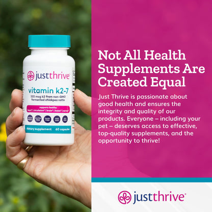 Just Thrive Vitamin K2-7 - Bone, Brain, and Heart Health K2 Vitamin Supplement, 60 Capsules - Maple Wellness Supplements