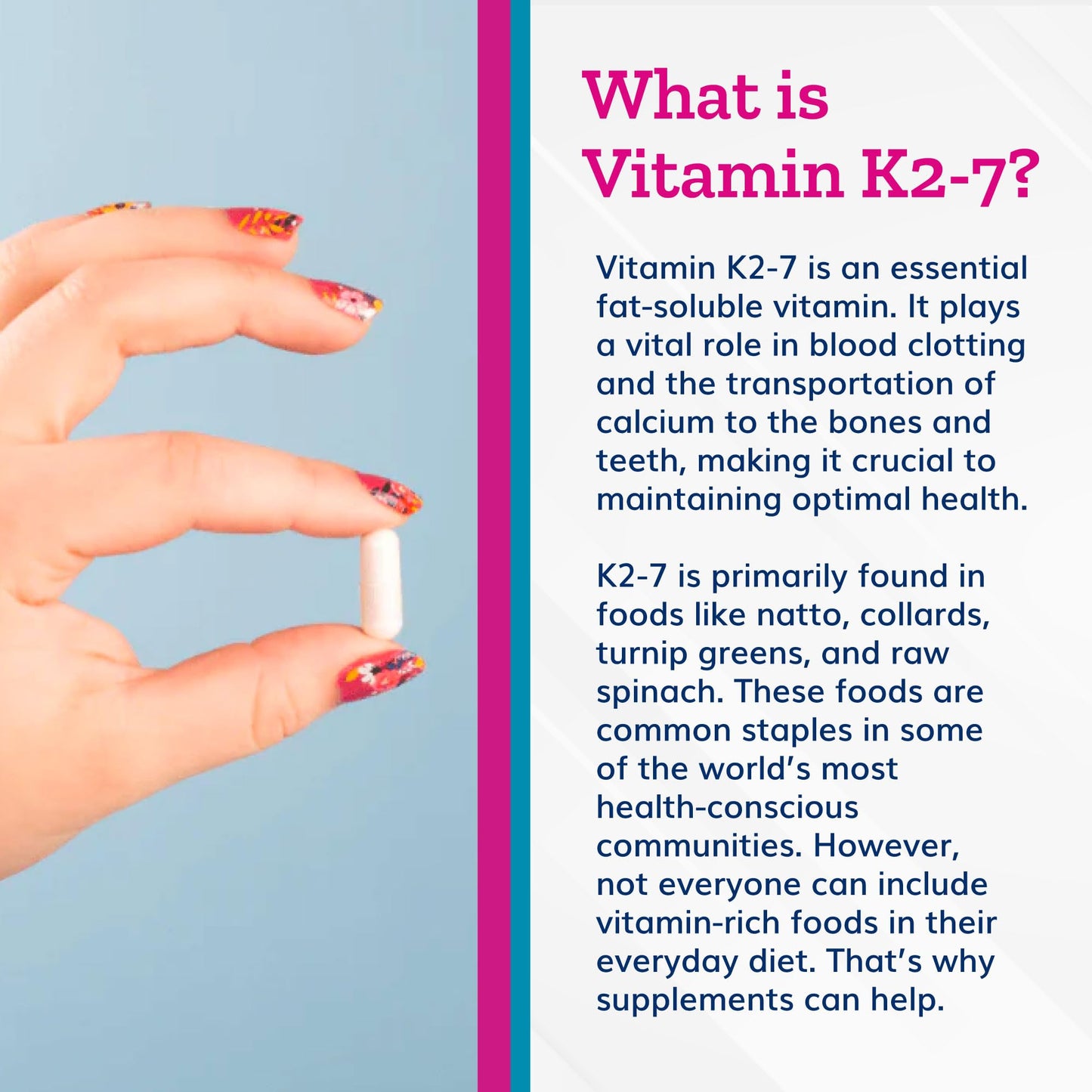 Just Thrive Vitamin K2-7 - Bone, Brain, and Heart Health K2 Vitamin Supplement, 60 Capsules - Maple Wellness Supplements