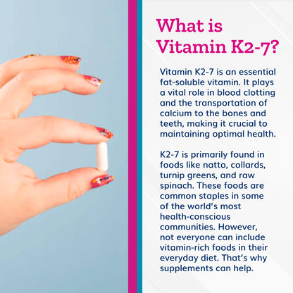 Just Thrive Vitamin K2-7 - Bone, Brain, and Heart Health K2 Vitamin Supplement, 60 Capsules - Maple Wellness Supplements