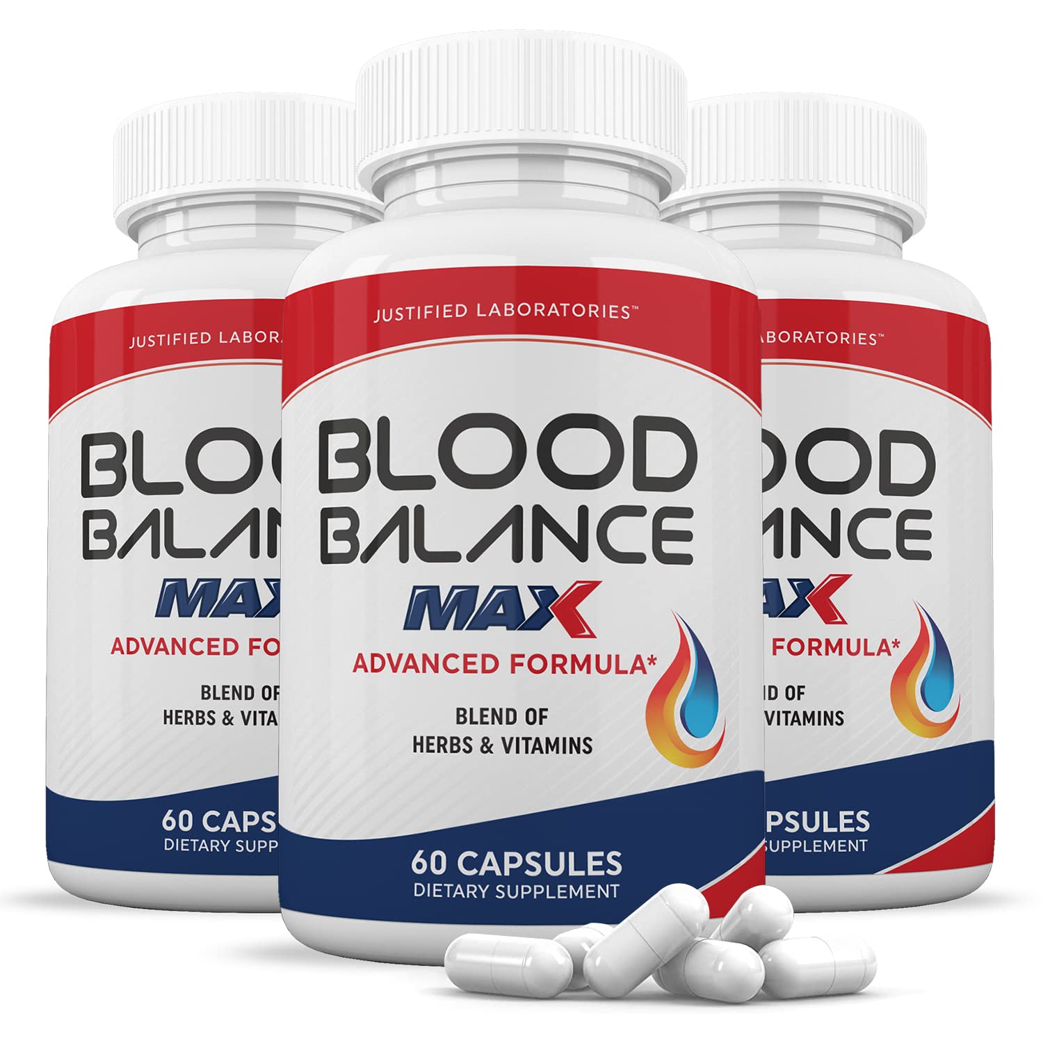 Justified Laboratories (3 Pack) Blood Balance Max 1295MG Supplement Pills 180 Capsules - Maple Wellness Supplements