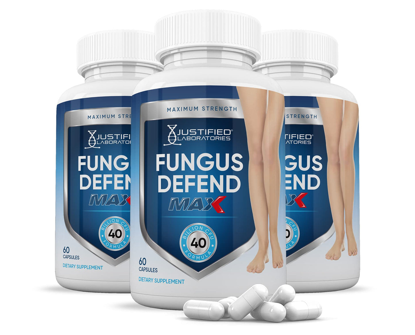 Justified Laboratories (3 Pack) Fungus Defend Max Pills 40 Billion CFU Probiotic 180 Capsules - Maple Wellness Supplements