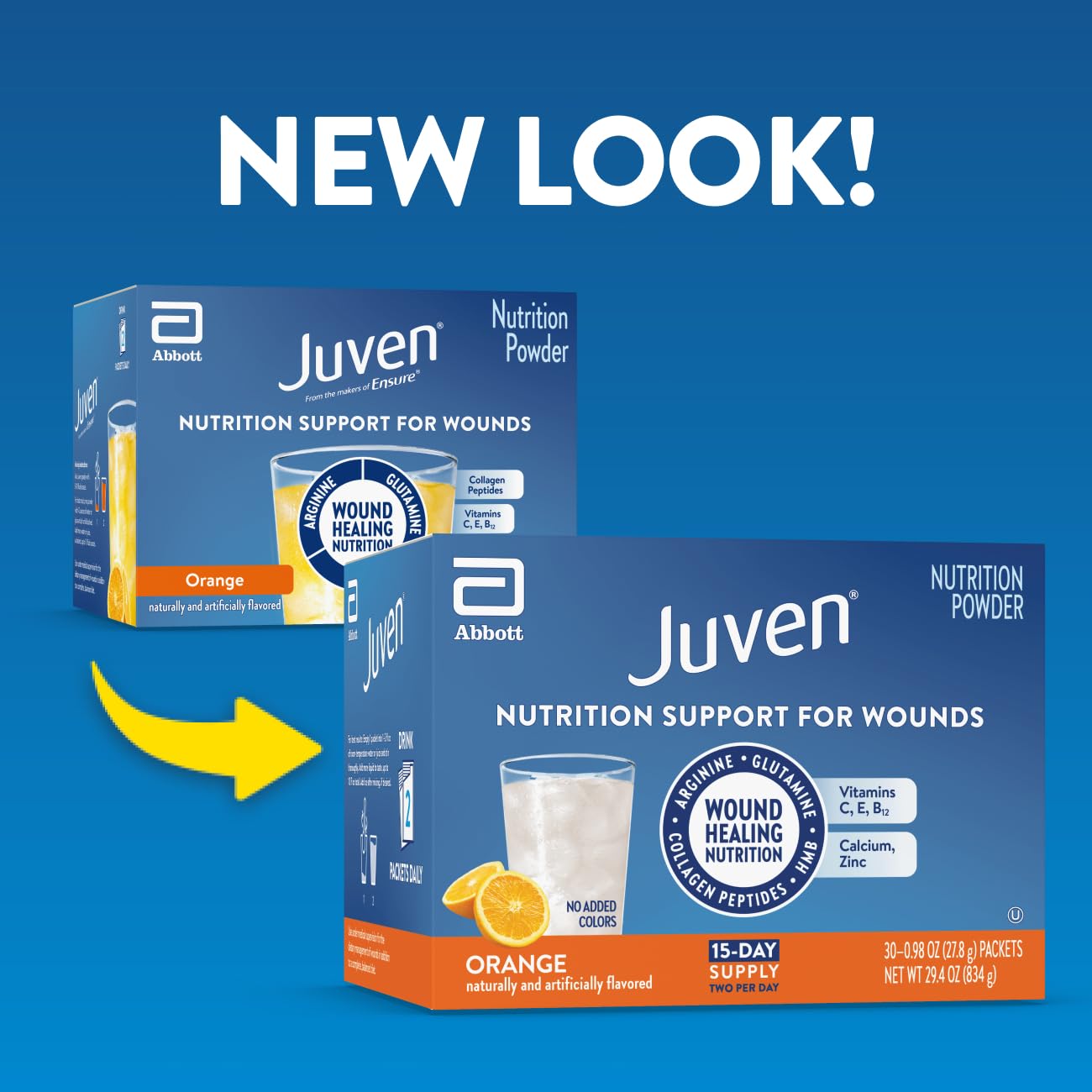 Juven Therapeutic Nutrition Drink Powder Including Collagen Peptides, Amino Acids, and HMB for Wound Healing Support, Orange, 30 Packets - Maple Wellness Supplements